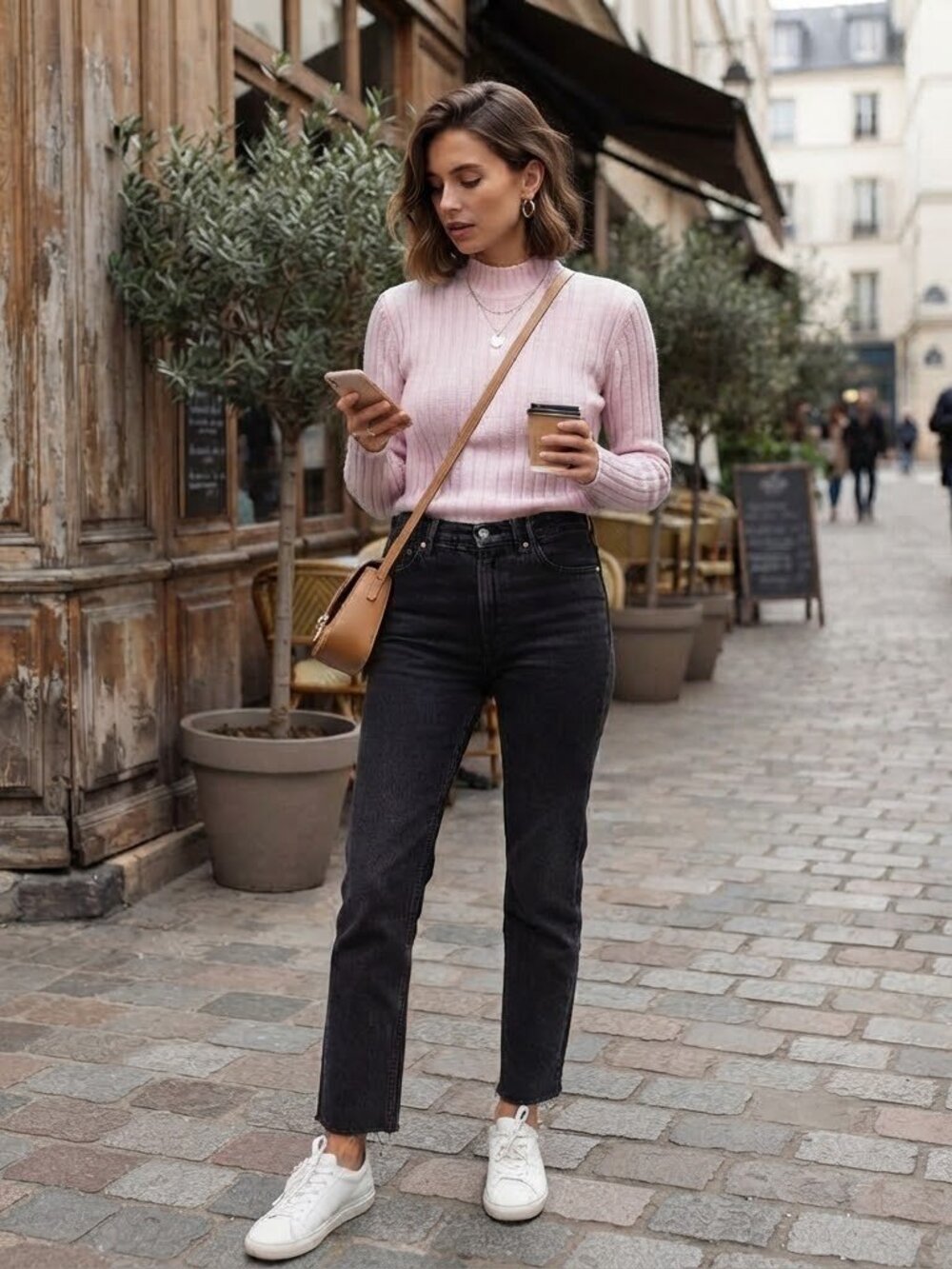 Handmade Alpaca Coquette Vintage Ribbed Mock Neck Sweater Pink Small Minimalist